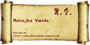 Matejka Vanda névjegykártya